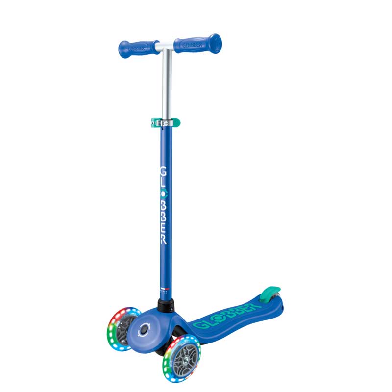 Детска тротинетка с 3 светещи колела GLOBBER PRIMO PLUS LIGHTS, Синьозелен