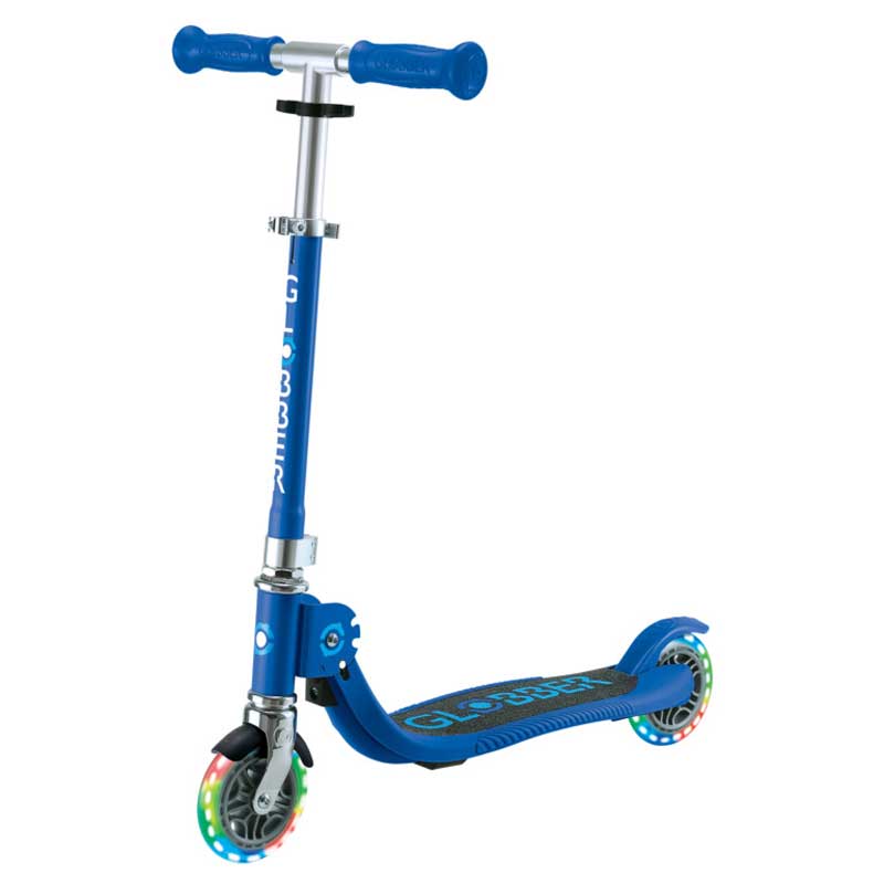 Детска сгъваема тротинетка с две светещи колела Globber Flow Foldable Junior, Син