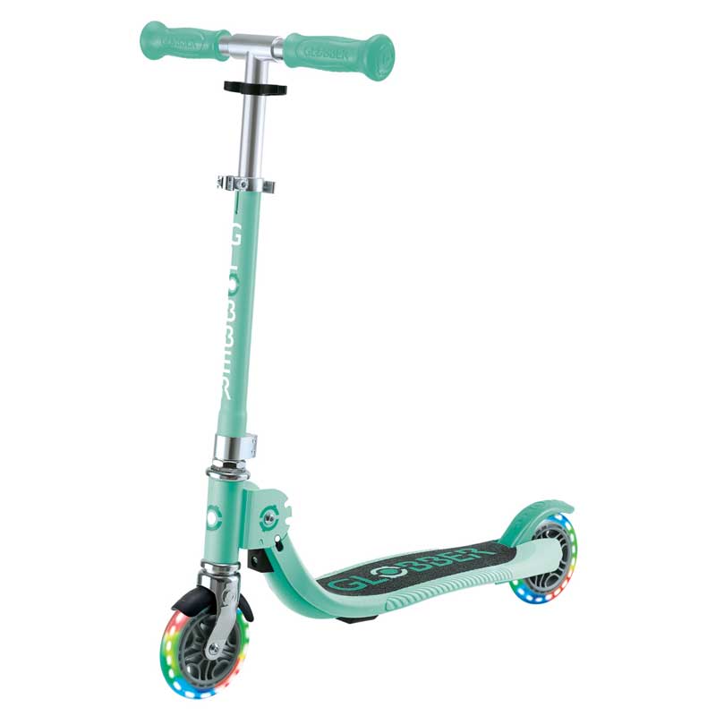 Детска сгъваема тротинетка с две светещи колела Globber Flow Foldable Junior, Ментов