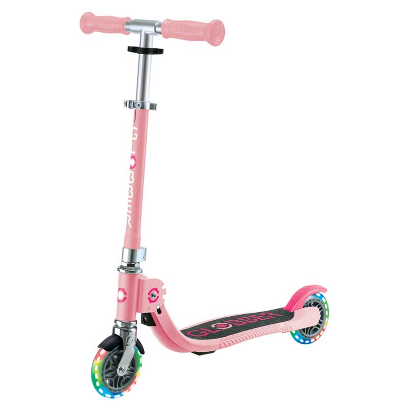 Детска сгъваема тротинетка с две светещи колела Globber Flow Foldable Junior, Розов