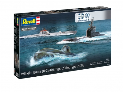 Комплект сглобяеми модели, Revell, 70-та годишнина подводница Bundeswehr:Wilhelm Bauer, Type 206A, Class2, 154 части